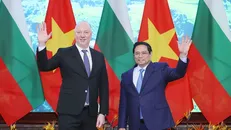 Thủ tướng Phạm Minh Chính hội kiến Chủ tịch Quốc hội Bulgaria Rossen Dimitrov Jeliazkov. Ảnh: Dương Giang/TTXVN.