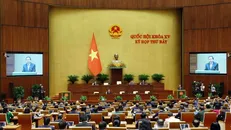 Kỳ họp thứ 7, Quốc hội khoá XV khai mạc tại Hội trường Diên Hồng, Nhà Quốc hội ở Thủ đô Hà Nội ngày 20/5/2024. Ảnh: TTXVN.