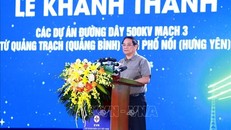 Thủ tướng Phạm Minh Chính phát biểu tại Lễ khánh thành các dự án đường dây 500kV mạch 3. Ảnh: Dương Giang/TTXVN.