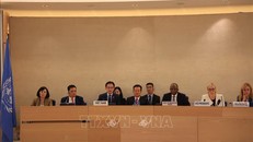 Thứ trưởng Bộ Ngoại giao Đỗ Hùng Việt và đoàn Việt Nam tại sự kiện, ngày 27/9/2024. Ảnh: Anh Hiển/TTXVN.