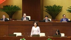 Thống đốc Ngân hàng Nhà nước Việt Nam Nguyễn Thị Hồng trả lời chất vấn, chiều 11/11/2024. Ảnh: Phương Hoa/TTXVN.