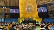 Đại sứ Đặng Hoàng Giang, Trưởng Phái đoàn thường trực Việt Nam tại LHQ phát biểu tại phiên thảo luận. Ảnh: Quang Huy/TTXVN.