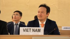 Đại sứ Mai Phan Dũng phát biểu tại Kỳ họp lần thứ 58 Hội đồng Nhân quyền Liên hợp quốc. Ảnh: Nguyễn Văn Tuấn/TTXVN.