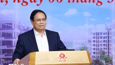 Thủ tướng Phạm Minh Chính chủ trì hội nghị thúc đẩy phát triển nhà ở xã hội. Ảnh: Dương Giang/TTXVN