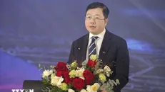 Tổng Giám đốc Đài Truyền hình Việt Nam Nguyễn Thanh Lâm phát biểu khai mạc Liên hoan. Ảnh: Sỹ Thắng/TTXVN.