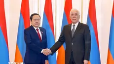Chủ tịch Quốc hội Trần Thanh Mẫn hội kiến Tổng thống Armenia Vahagn Khachaturyan. Ảnh: Doãn Tấn/TTXVN.