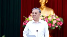 Tổng Bí thư Tô Lâm phát biểu chỉ đạo buổi làm việc. Ảnh: Phương Hoa/TTXVN.