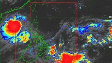 Bão số 5 ở Biển Đông Kajiki và áp thấp gần Biển Đông 08f. Ảnh: PAGASA.