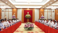 Tổng Bí thư Tô Lâm chủ trì cuộc làm việc của Bộ Chính trị với Ban Thường vụ Thành ủy Hà Nội. Ảnh: Thống Nhất/TTXVN.