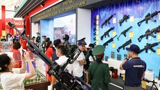 Gian trưng bày của Bộ Quốc phòng tại triển lãm thành tựu Đất nước "80 năm hành trình Độc lập - Tự do - Hạnh phúc". Ảnh: Thanh Tùng/TTXVN.