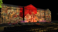 Phối cảnh sân khấu chương trình kỷ niệm tối 12/9 tại Bảo tàng Nghệ An - Xô Viết Nghệ Tĩnh.