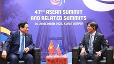 Thủ tướng Phạm Minh Chính gặp Tổng thống Philippines Ferdinand Romualdez Marcos Jr.. Ảnh: Dương Giang/TTXVN.