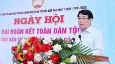 Chủ tịch nước Lương Cường phát biểu, nói chuyện với nhân dân thôn Bảo An, xã Gò Nổi, thành phố Đà Nẵng. Ảnh: Lâm Khánh/TTXVN.