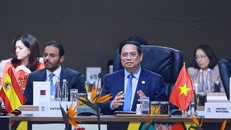 Thủ tướng Phạm Minh Chính phát biểu tại Phiên toàn thể Hội nghị Thượng đỉnh G20. Ảnh: VGP/Nhật Bắc.