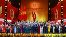 Tổng Bí thư Tô Lâm, Chủ tịch nước Lương Cường và Thủ tướng Phạm Minh Chính cùng các đại biểu tham dự Đại hội Thi đua yêu nước lần thứ XI.