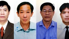 Ông Lê Đình Mậu (bìa trái) và 3 bị can trong vụ án.