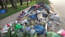 Đi trên đường Hồng Hà, đoạn ở công viên Gia Định (TP.HCM), nhiều người ngao ngán lắc đầu trước cảnh rác bủa vây