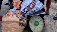 Lê Viết Hiền giấu số thuốc bom trong 2 bao tải rồi vận chuyển bằng xe máy. Ảnh: V.H.