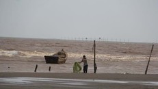 Vùng biển ở xã Đông Hải, H.Duyên Hải nơi cá biển chết bất thường trôi vào bờ. Ảnh: Thanh Nguyên