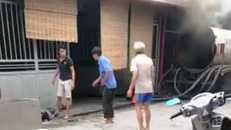 Xe bồn hút bể phốt đang trong quá trình sửa chữa bất ngờ phát nổ, làm chết thợ hàn Đỗ Văn Minh. Ảnh: cắt từ video clip