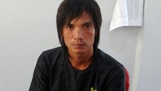 Nghi phạm Thọ tại cơ quan công an