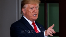 Tổng thống Mỹ Donald Trump phát biểu với báo giới tại Washington, DC. Ảnh: THX/TTXVN