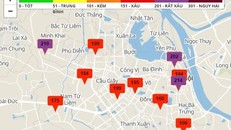 Chỉ số chất lượng không khí Hà Nội lúc 14 giờ ngày 23-2 của Chi cục Bảo vệ môi trường Hà Nội. Các điểm đo không khí đều ở mức xấu và rất xấu.