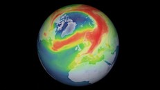 Hình ảnh về lỗ thủng tầng ozone mới xuất hiện ở phía trên Vòng cực Bắc. Ảnh: ESA.