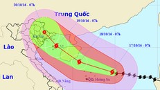 Đường đi của bão theo dự báo của Trung tâm khí tượng và thủy văn Trung ương. Ảnh: NCHMF