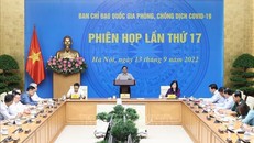 Thủ tướng Phạm Minh Chính chủ trì phiên họp lần thứ 17 Ban Chỉ đạo quốc gia phòng, chống dịch COVID-19. Ảnh: Dương Giang/TTXVN 