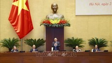 Chủ tịch Quốc hội Vương Đình Huệ chủ trì hội nghị. Ảnh: TTXVN