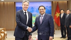 Thủ tướng Phạm Minh Chính tiếp Bộ trưởng Ngoại giao Hoa Kỳ Antony Blinken. Ảnh: Dương Giang