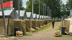 Doanh trại Belarus gần làng Tsel, cách thủ đô Minsk khoảng 90km về phía đông nam, ngày 7/7/2023 Ảnh: AP