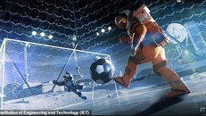 Các trận bóng đá trên Mặt trăng có thể diễn ra chỉ sau 15 năm nữa. Ảnh minh họa: IET