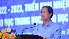 Bộ trưởng Bộ Giáo dục và đào tạo Nguyễn Kim Sơn phát biểu tại hội nghị.