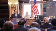 Thủ tướng Phạm Minh Chính phát biểu tại Đại học Georgetown. Ảnh: Dương Giang