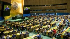 Toàn cảnh phiên họp của Đại hội đồng LHQ bầu chọn các quốc gia thành viên mới của Hội đồng Nhân quyền nhiệm kỳ 2024-2026, tại New York, Mỹ ngày 10/10/2023. Ảnh: THX/TTXVN