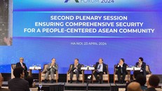 Phiên toàn thể thứ hai Diễn đàn Tương lai ASEAN 2024 với chủ đề "Bảo đảm an ninh toàn diện vì Cộng đồng lấy người dân làm trung tâm". Ảnh: Nguyễn Hồng/baoquocte.vn