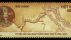 Tem kỷ niệm 200 năm hoàn thành kênh Vĩnh Tế (1824-2024) được cung ứng trên mạng lưới bưu chính đến tháng 12/2025. Ảnh: VNPost