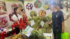 Du khách trong và ngoài tỉnh tham quan, mua sắm các đặc sản trai cây Long Khánh tại lễ hội. 