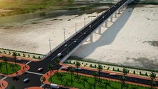 Phác thảo cầu Thạch Bích nối đôi bờ sông Trà Khúc. Ảnh: Minh Hoàng.