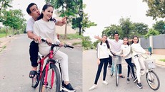 Kỷ niệm 13 năm ngày cưới, Quyền Linh vẫn dép tổ ong, đạp xe giản dị bên vợ con