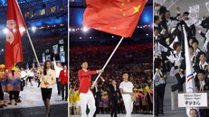 Các đội tuyển Trung Quốc, Hongkong và Đài Loan diễu hành dưới những cái tên và màu cờ khác nhau tại lễ khai mạc Olympic.