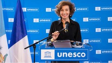 Bà Audrey Azoulay, Tổng giám đốc UNESCO phát biểu tại buổi lễ bàn giao tự nguyện.