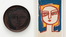 Chiếc đĩa đất có hình vẽ một người phụ nữ (bên trái) có nét tương đồng nổi bật với bức "Chân dung HyangAn" (những năm 1960) của họa sĩ Kim Whanki, hiện được trưng bày tại Bảo tàng Whanki. 