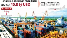 Tổng kim ngạch xuất nhập khẩu tháng 1 ước đạt 40,8 tỷ USD