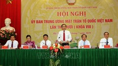 Chủ tịch Uỷ ban Trung ương MTTQ Việt Nam Trần Thanh Mẫn phát biểu ý kiến. Ảnh: Nguyễn Dân/TTXVN