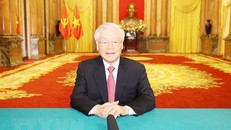 Tổng Bí thư, Chủ tịch nước Nguyễn Phú Trọng gửi thông điệp tới Phiên thảo luận chung cấp cao Khóa 75 Đại hội đồng Liiên Hợp Quốc. Ảnh: TTXVN