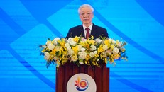 Tổng Bí thư, Chủ tịch nước Nguyễn Phú Trọng phát biểu chào mừng tại lễ khai mạc Hội nghị Cấp cao ASEAN lần thứ 37. Ảnh: VGP/ Quang Hiếu