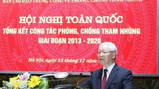 Tổng Bí thư, Chủ tịch nước Nguyễn Phú Trọng, Trưởng Ban Chỉ đạo Trung ương về phòng, chống tham nhũng phát biểu kết luận hội nghị. (Ảnh: Phương Hoa/TTXVN)